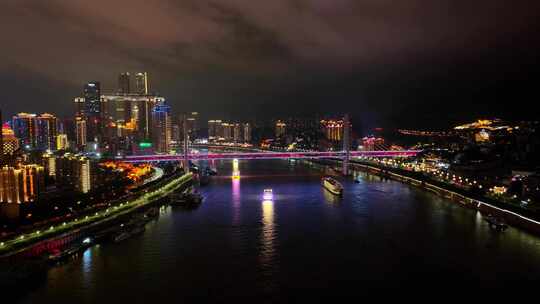 4K大气航拍重庆都市夜景