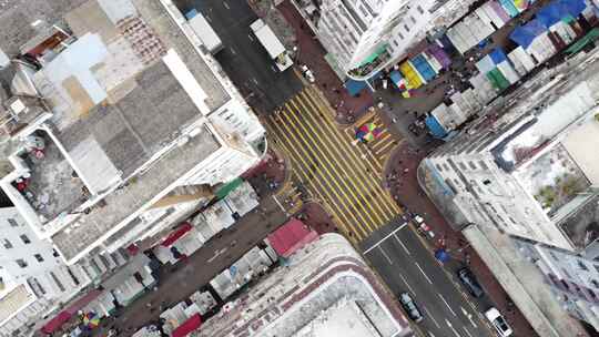 4k香港街景航拍老城区