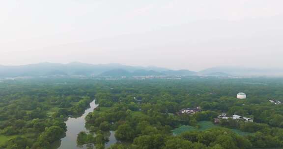 杭州西溪湿地公园夏天风光航拍