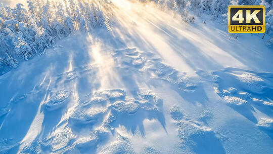 蓬松雪地雪山雪景下雪冰雪世界视频素材1