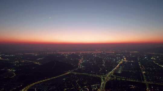 杭州滨江区城市夜景航拍