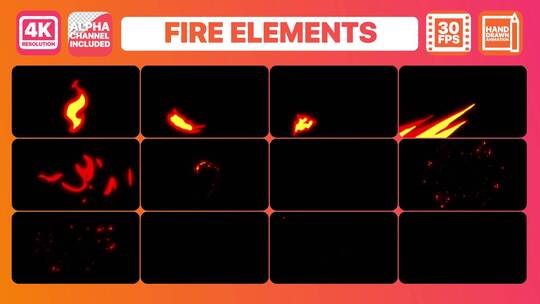 动感震撼卡通火焰元素动画展示片场AE模板