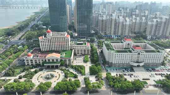 南昌市红谷滩行政广场航拍市政府建筑风光视频素材模板下载