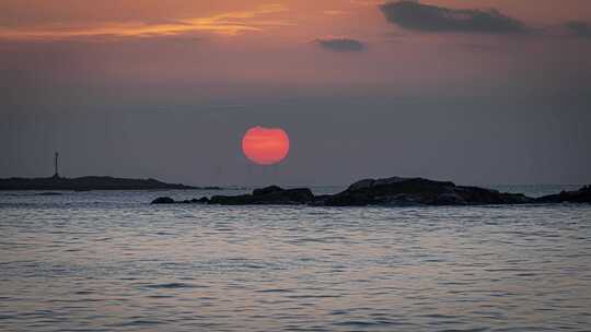日出日落海面延时氛围夕阳