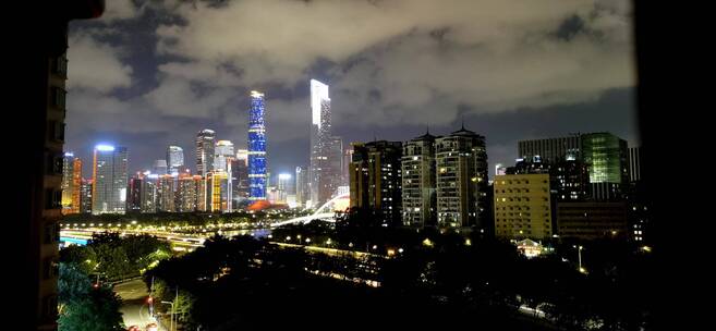 广州CBD天际线夜景延时摄影