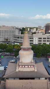 竖屏航拍甘肃张掖大佛寺土塔