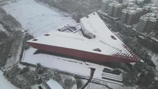 武汉辛亥革命博物馆雪景航拍