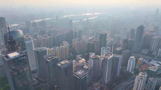 广州花城广场航拍珠江新城高楼大厦天河区花视频素材模板下载