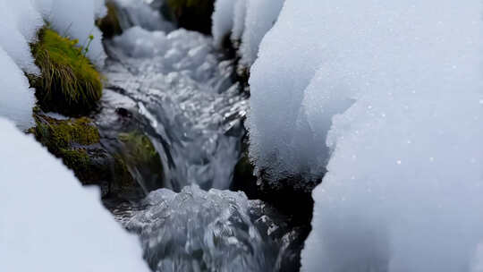 冰雪融化 雪水流淌