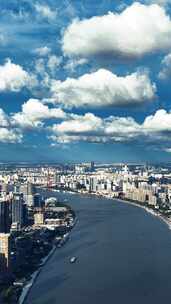 上海黄浦江畔城市风光俯瞰 竖屏