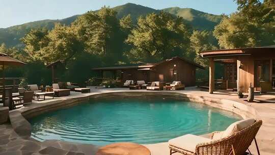 山间别墅泳池及周边景观
