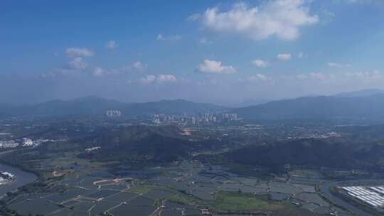 深圳远眺香港农村航拍