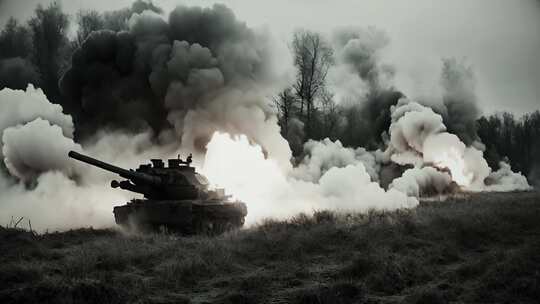 二战 战争 坦克 硝烟 战火视频素材模板下载