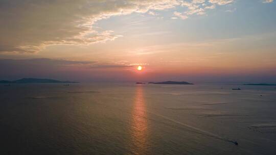 4K航拍福建湄洲岛黄金沙滩日落延时摄影