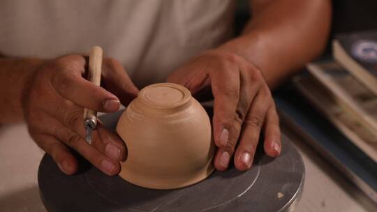 陶艺大师制作陶艺过程