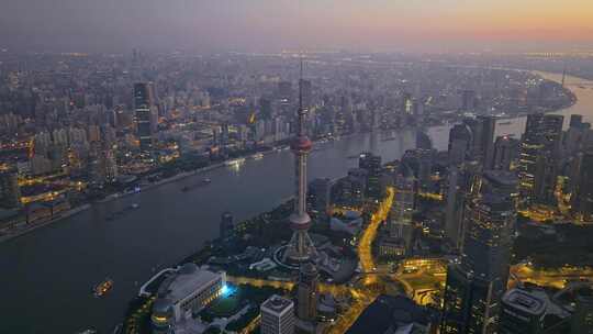 上海外滩陆家嘴城市建筑群城市天际线航拍