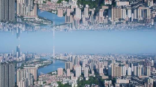 广州城市摩天大楼建筑风光航拍全景镜像