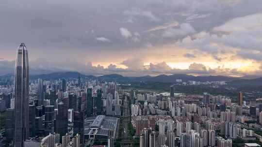 航拍深圳早晨风光延时
