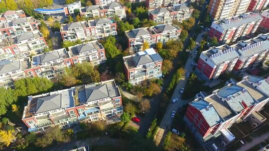 航拍陕西城市现代化发展建筑