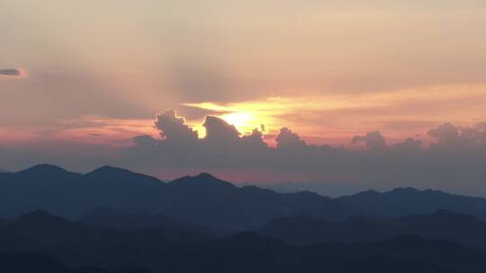 航拍夕阳晚霞火烧云视频素材模板下载