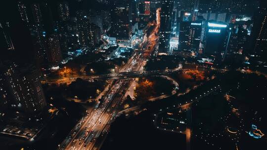 航拍深圳水贝夜景高楼