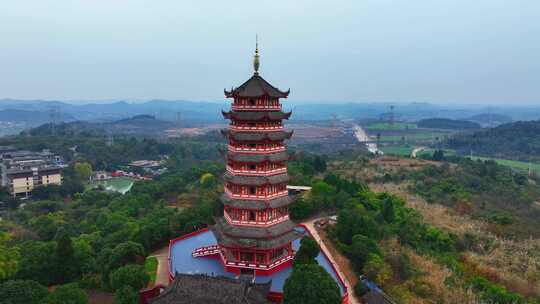 德阳市 罗江区 南塔寺航拍  南塔寺