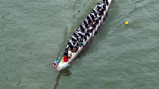 端午节赛龙舟比赛航拍龙舟俯拍龙舟划桨划船