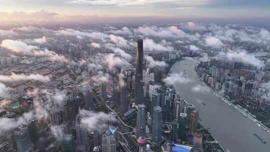 上海 陆家嘴 上海中心高空俯瞰 上海航拍