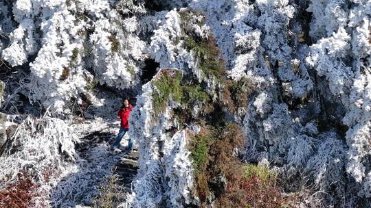 湖南衡阳南岳衡山祝融峰雾凇航拍