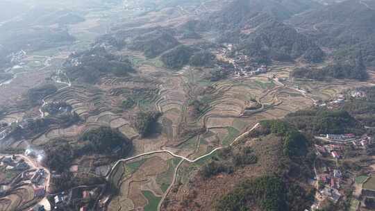 航拍山村梯田田园风光