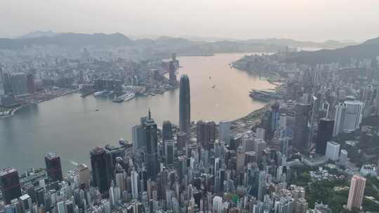 香港密集城市CBD航拍4K