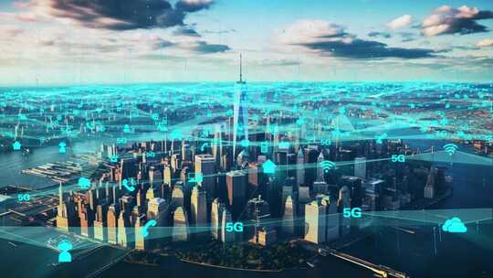 5g网络信号覆盖的智慧城市视频素材模板下载