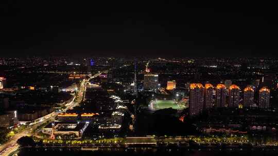 4K航拍江苏苏州昆山城市夜景