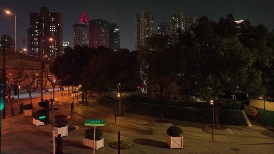 上海浦西石门一路夜景航拍