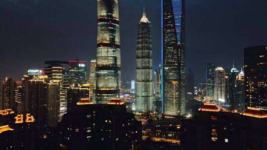 上海陆家嘴夜景航拍