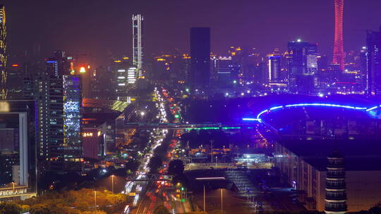 广州夜晚城市景观视频素材模板下载