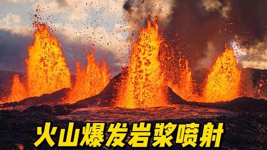 火山爆发岩浆流淌