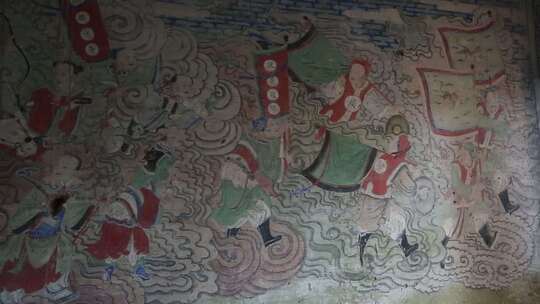 道教寺庙里的壁画视频素材模板下载