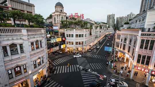 厦门中山路车流人流延时摄影