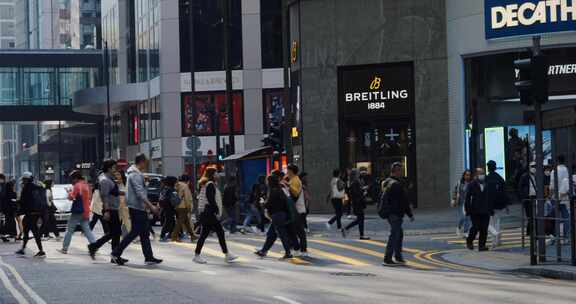 香港商业街的繁忙景象