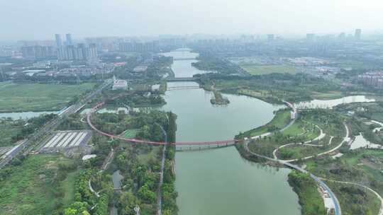 张家港沙洲之眼沙洲湖公园航拍