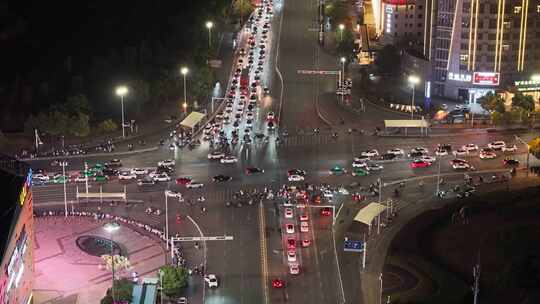 城市夜景高空俯瞰全景