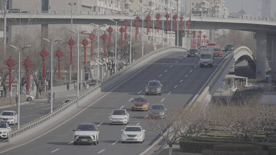 新年城市街道 过年热闹街道 街道灯笼