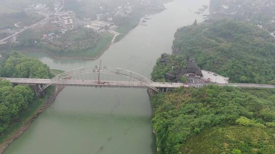 大气湖南湘西芙蓉镇大桥航拍