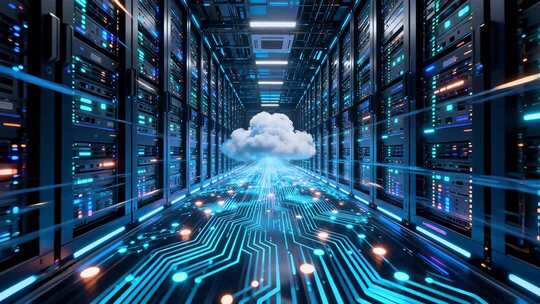 科技感服务器机房云计算场景