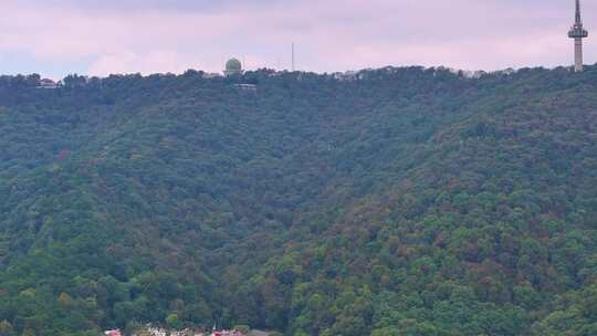 湖南长沙岳麓山风景名胜区航拍岳麓区城市风