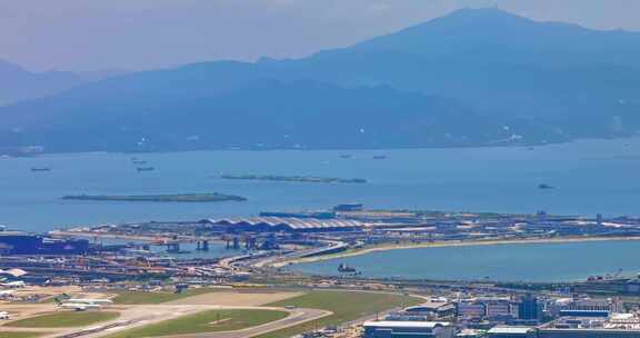 航拍港珠澳大桥香港国际机场香港公路口岸