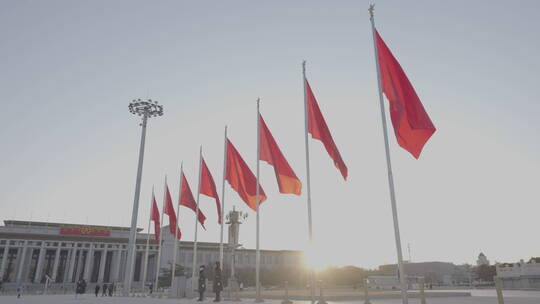 天安门红旗 北京天安门空镜