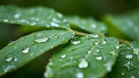 白露绿叶雨露清新自然微距视频