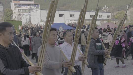 贵州少数民族芦笙会载歌载舞吹芦笙4k视频